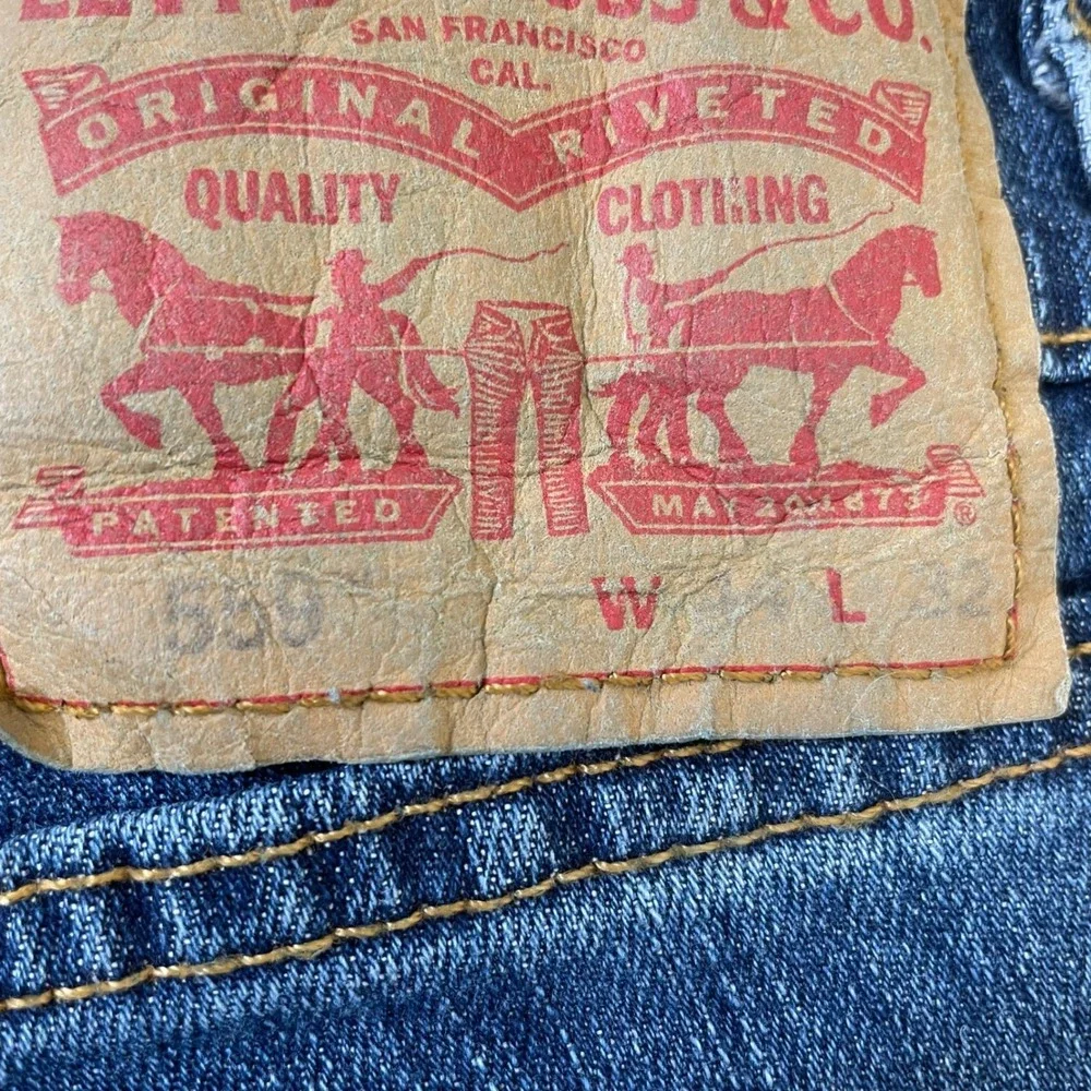 Levis 559 Relaxed Straight Jeans Mens 44x32 Medium Wash‎ Blue Denim Pants